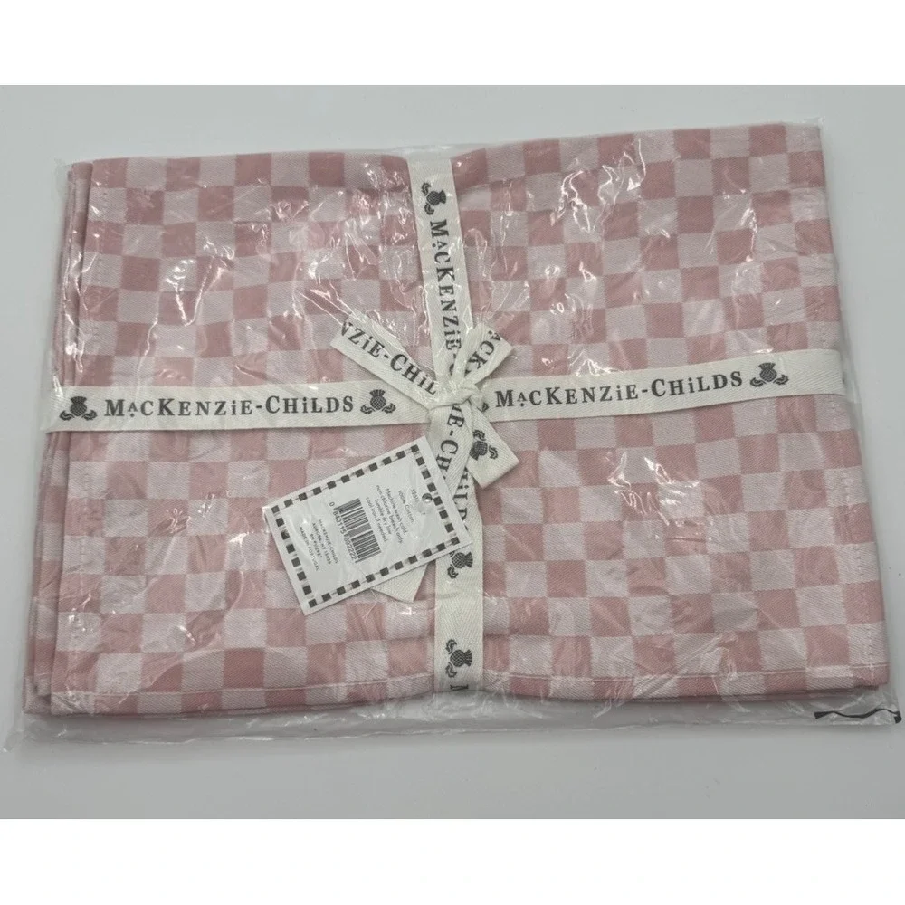 MacKenzie-Childs Pink Check Cotton Placemats – Set of 4 – NEW 13